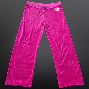 Y2K Juicy Couture Velour Lounge Pants Size XL Dark Pink Bootcut Joggers